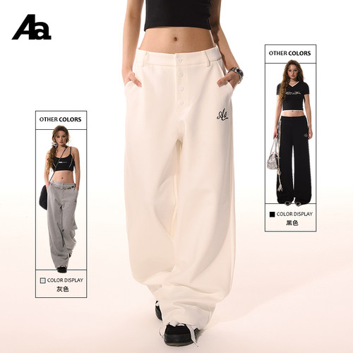 ACMEAURA复古刺绣休闲阔腿裤