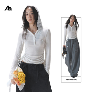 上衣秋上衣女新款 ACMEAURA蕾丝上衣长袖 高级感chic别致上衣修身