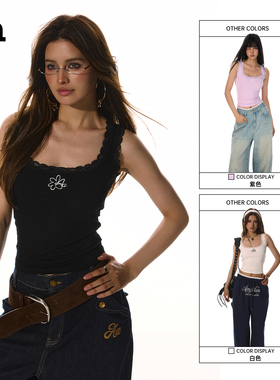 ACME AURA美式辣妹蕾丝拼接简约吊带背心上衣