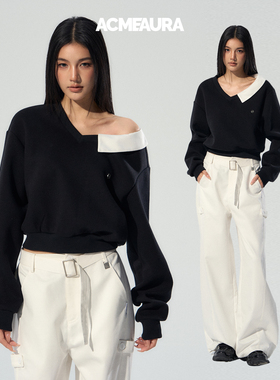 ACMEAURA黑色卫衣女2025新款今年流行爆款巨好看的早秋卫衣外套女