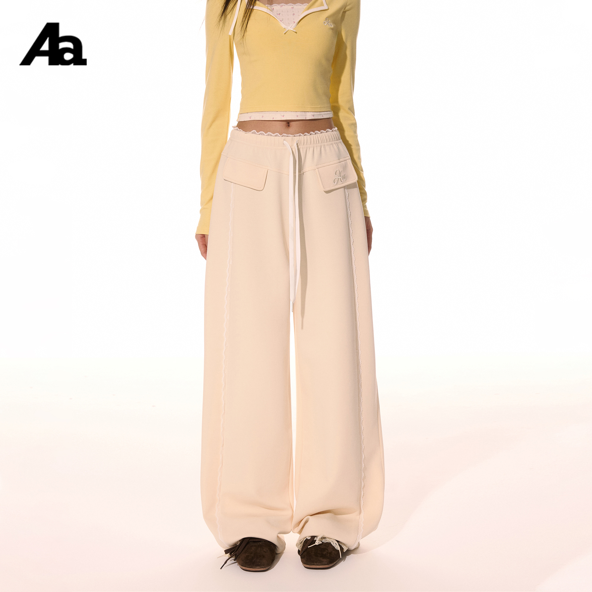 ACMEAURA美式复古蕾丝花边休闲裤