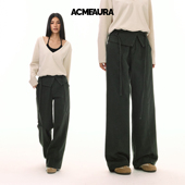 设计感高腰宽松慵懒直筒阔腿休闲裤 ACMEAURA复古美式 酷飒风女秋季