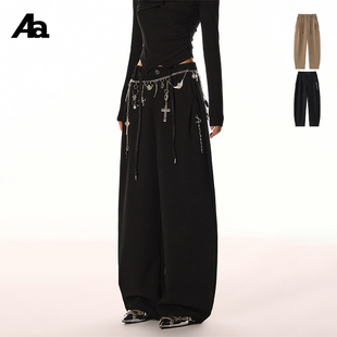 松弛感宽松休闲长裤 ACMEAURA 女百搭弯刀镰刀裤 复古直筒卫裤 美式