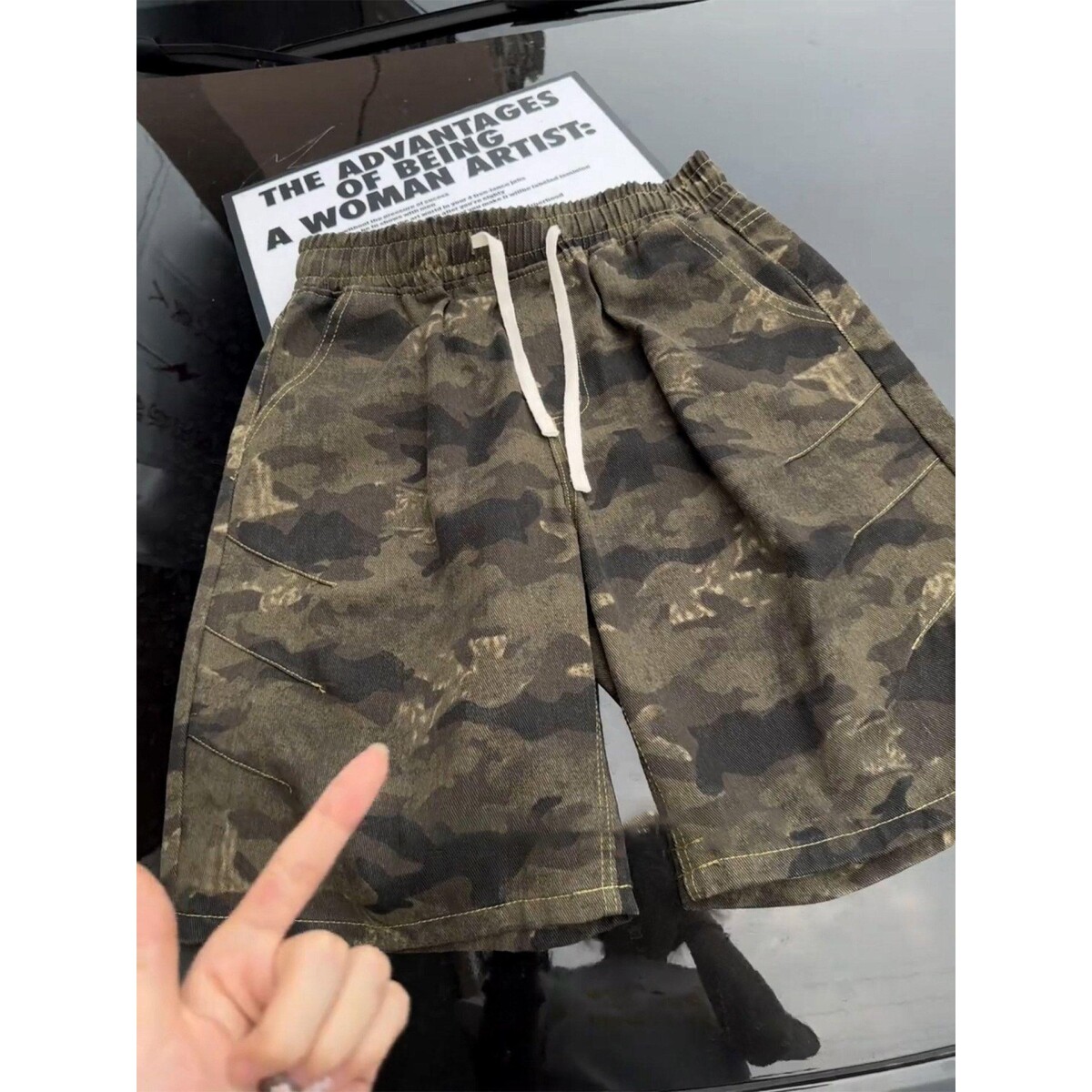 cleanfit鲨鱼鳃解构迷彩短裤男款小众水洗工装裤子宽松直筒五分裤