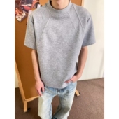 T恤男士 男装 2026夏季 重磅高级感拼接抗皱硬挺纯色打底衫 新款 短袖