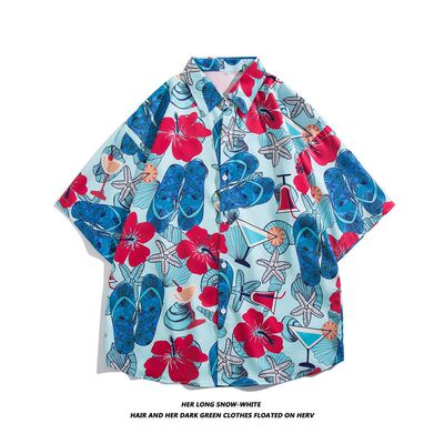 短袖花衬衫海服沙滩服三亚夏威风泰国旅游男情侣休闲宽松外套