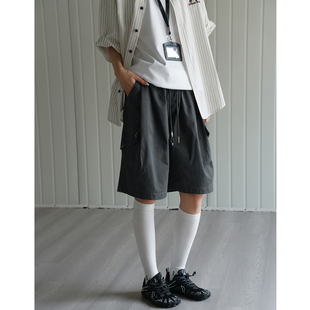 口袋夏季 男友装 裤 NBN 复古短裤 工装 子百搭美式 女 大板型阔腿五分裤