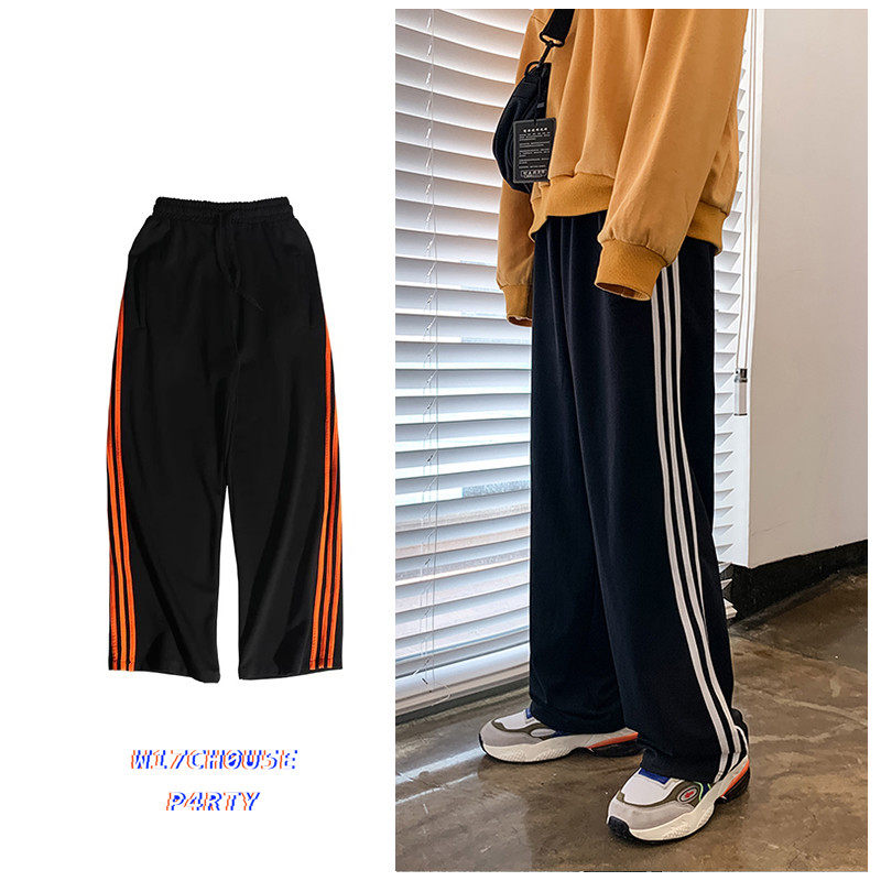 秋季男女裤子三条杠潮流九分裤嘻哈宽松休闲长裤潮牌运动杆条卫裤在类目 男装, 休闲裤中 - 来自Buy2taobao.com提供专业的淘宝代购服务