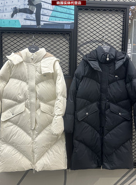 李宁长款羽绒服2023冬新款女子时尚潮流宽松连帽保暖外套AYMT116