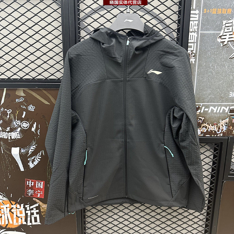 李宁男子跑步运动风衣加绒外套