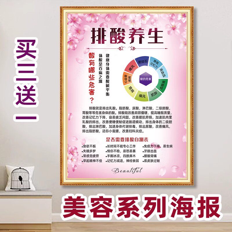 排酸养生美容院养生馆按摩店会所挂画宣传画广告海报装饰贴纸kt板