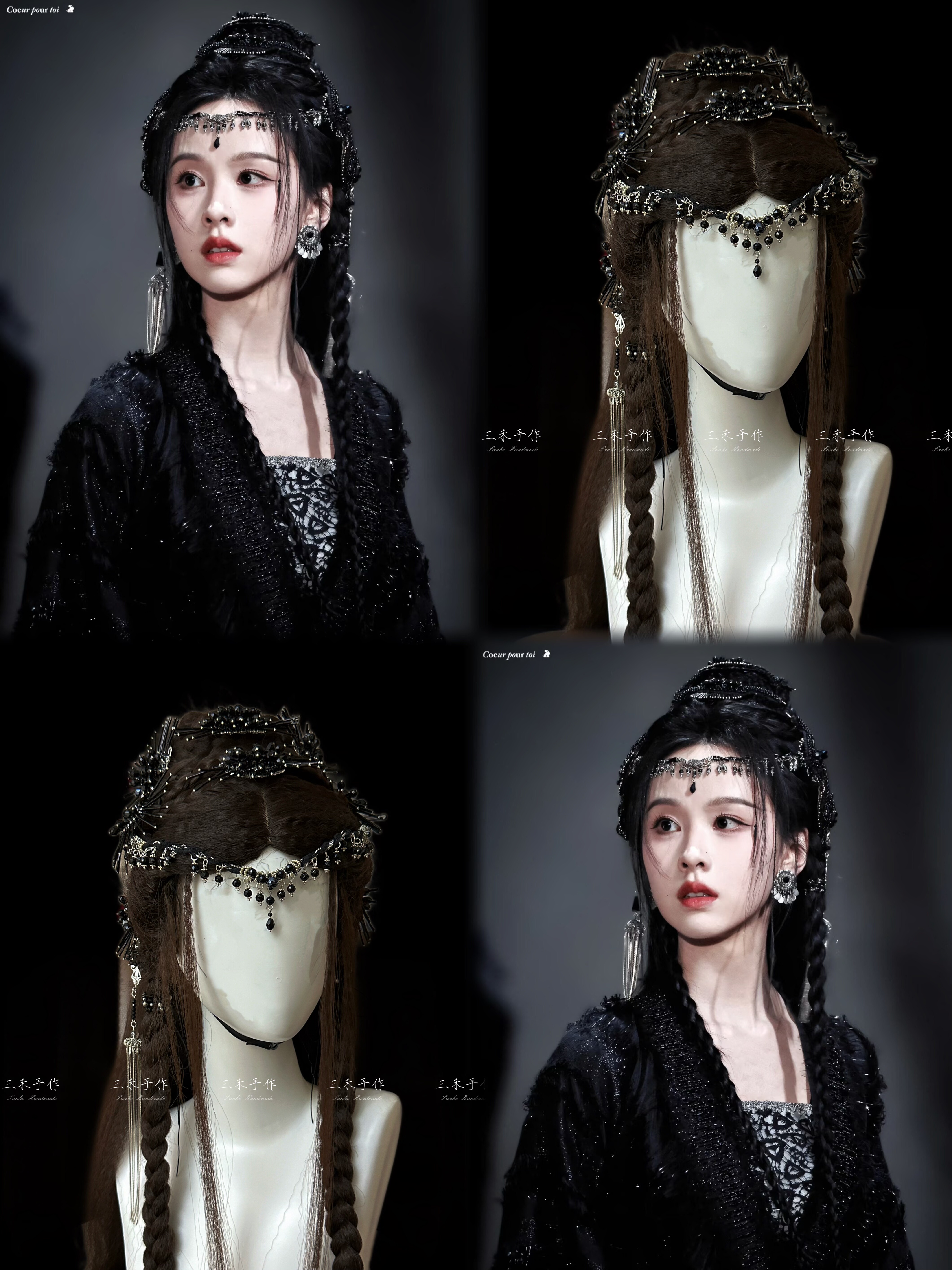 月鳞绮纪陈都灵雾妄言同款发饰古风大祭司黑衣头饰配饰定制