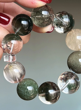 天然兔毛发晶幽灵招财转运多宝水晶手串手链女款圆珠原创饰品31