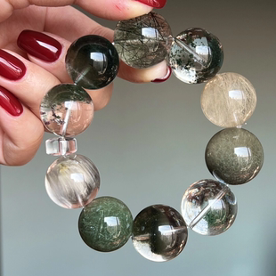 天然兔毛发晶幽灵招财转运多宝水晶手串手链女款圆珠原创饰品31