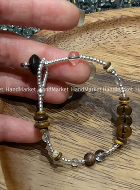 925银手链 JIUJIU【净雾 】时尚百搭气质手工简约复古棕色手链