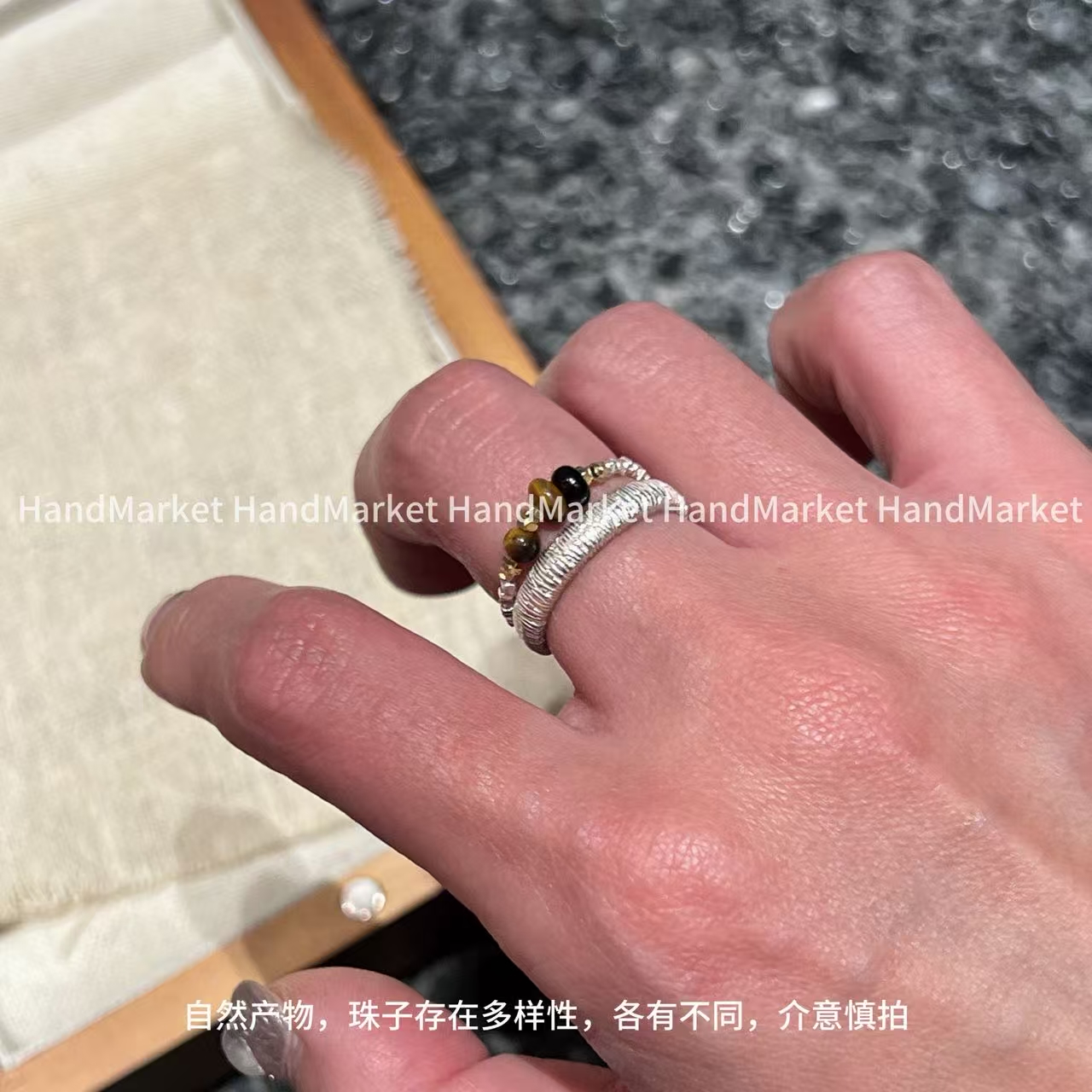 925银戒指 JIUJIU【碎银撞色弹力戒指】百搭小众精致时尚戒指1014