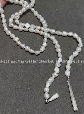 吊坠925银 【重工水滴丝带珠珠长链】法式简约百搭时尚0925