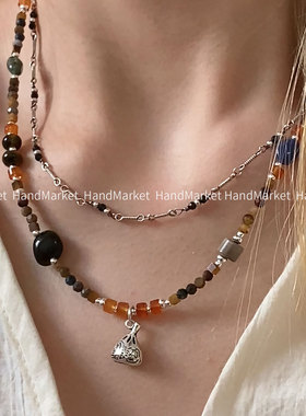 吊坠925银 JIUJIU【可拆卸福袋原创串珠链】手工气质百搭复古1202