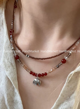 吊坠925银 JIUJIU【万柿吉象】时尚通勤百搭简约珠珠项链装饰品11