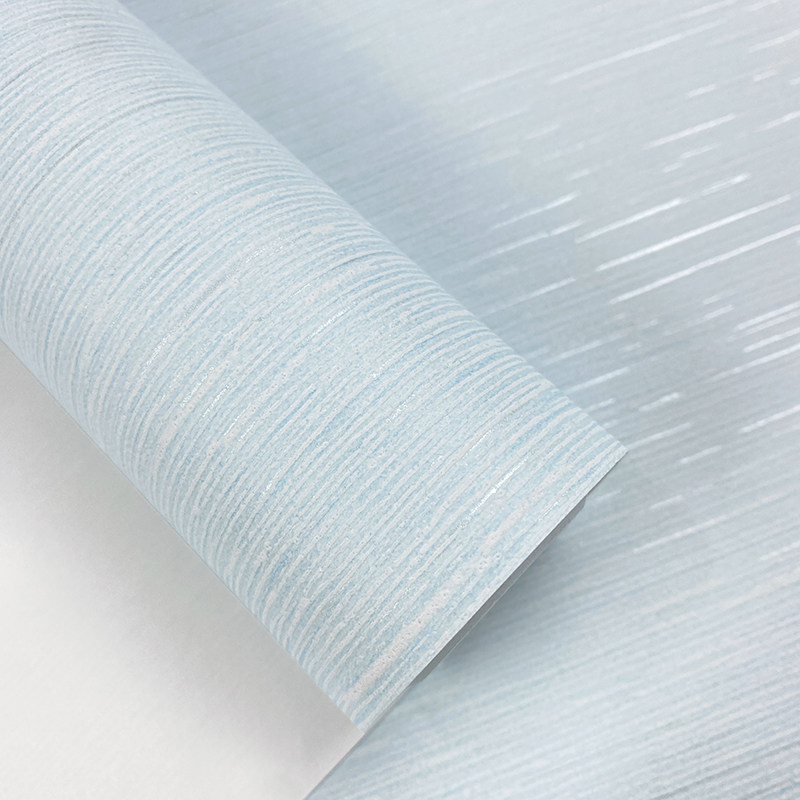 蓝色简约素色细条纹无纺布墙纸 现代家用客厅卧室酒店背景壁纸