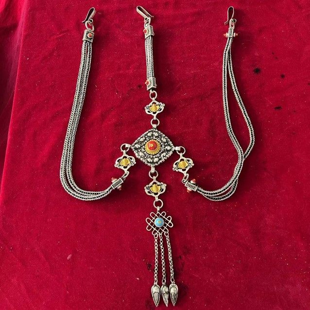 2023新款藏式新款女士婚庆款链子手工制作精细精品白铜镀银腰链,特色手工艺,藏族绘画,淘宝优惠券,粉丝福利购,淘宝优惠卷