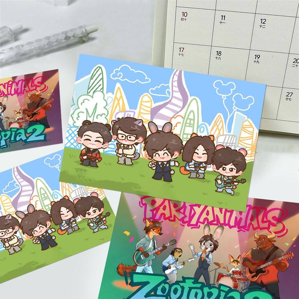 100张派对动物小卡卡通可爱五月天ins高颜值收藏应援物料高清正反