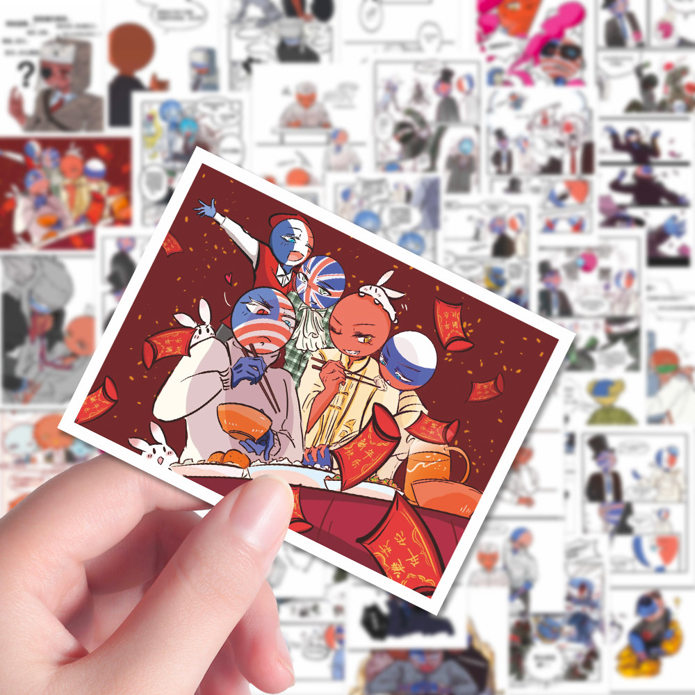 96张ch小剧场贴纸国家拟人二次元动漫漫画周边手机壳贴画防水