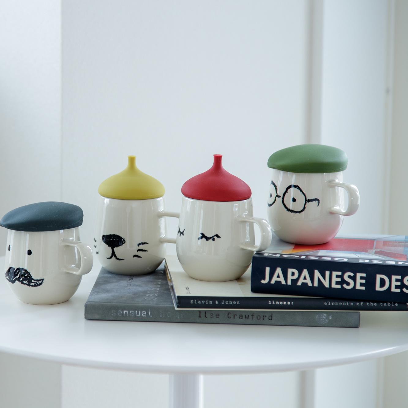 带盖手工趣味马克杯日本陶瓷