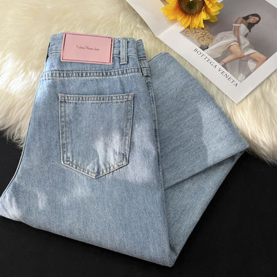145矮小个子浅色牛仔直筒