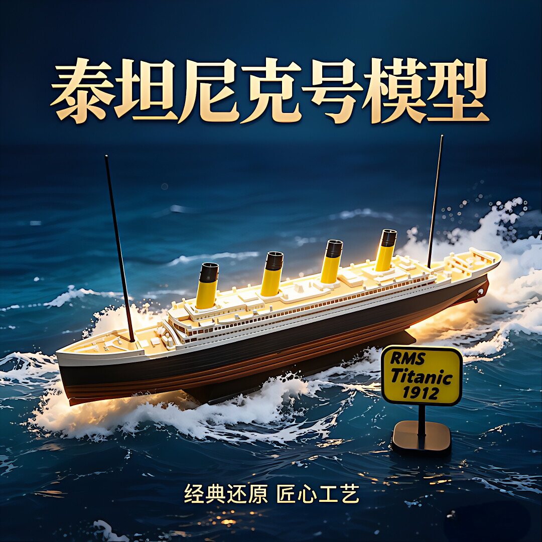 1/1000泰坦尼克号模型书房客厅高级感装饰船模创意家居好物
