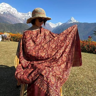 印度克什米尔羊绒围巾披肩高端保暖品质之选