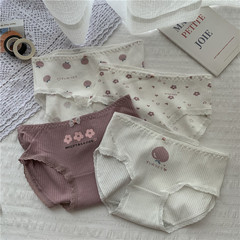 Real price Korean peach bow cute sweet girl student middle waist cotton triangle underwear