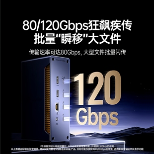 绿联TB雷电5拓展坞雷雳Type C硬盘扩展120G桌面坞站8K三屏异显2.5