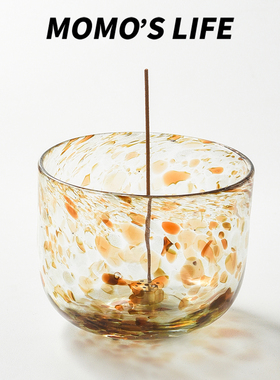 日式小众玻璃香插香插香盘线玻璃底座创意生日礼物桌面装饰小摆件