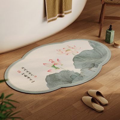 新中式异形浴室地垫卫生间门口厕所洗水台硅藻泥防滑吸水脚垫国风