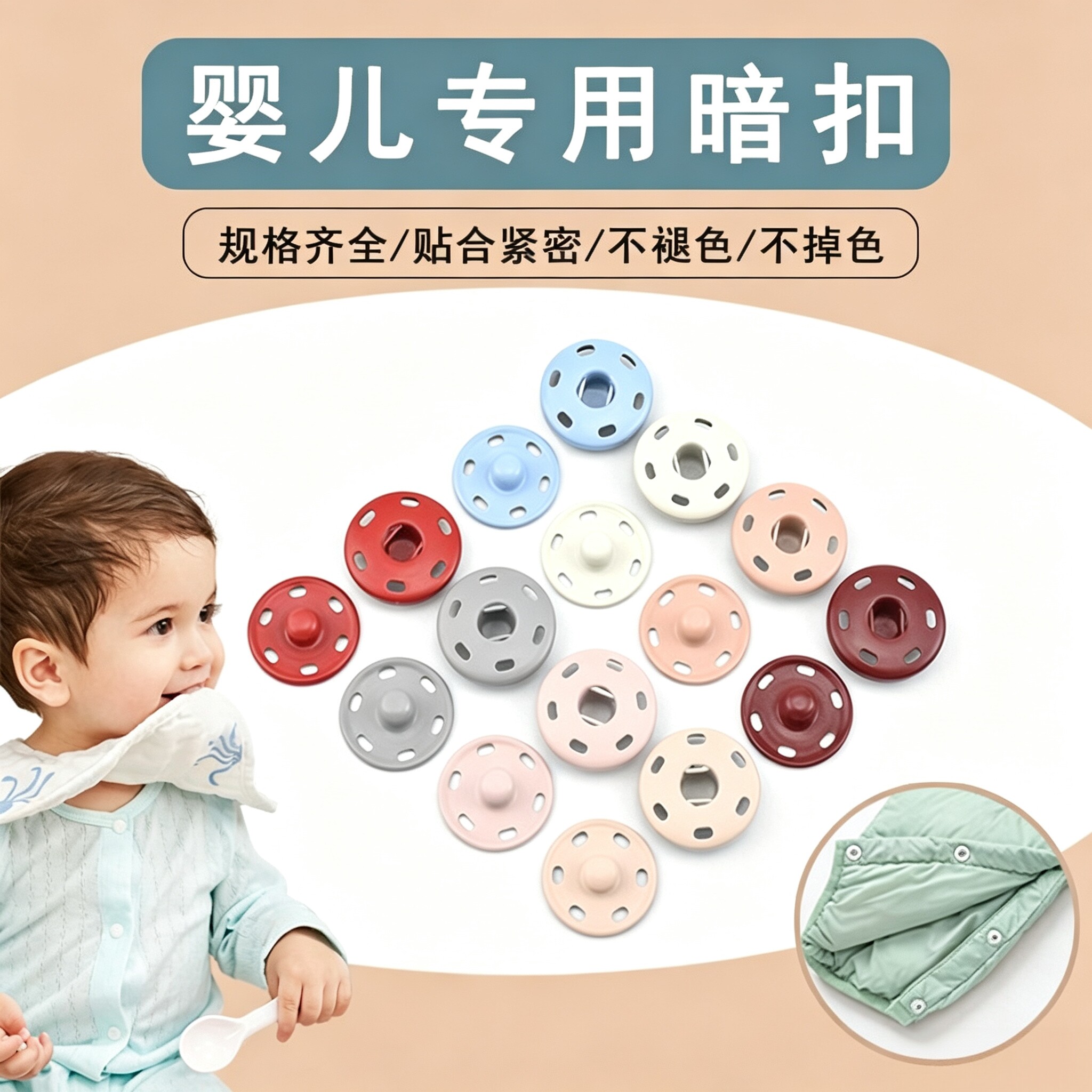 暗扣隐形扣婴儿衣服扣子宝宝专用纽扣金属铜质子母扣儿童大衣毛衣