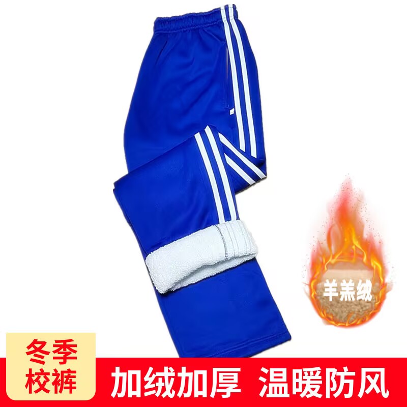 冬季校服校裤羊羔绒宝蓝加绒加厚