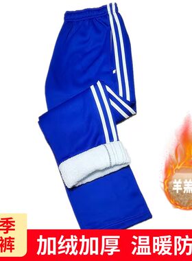 冬季校服校裤羊羔绒宝蓝加绒加厚