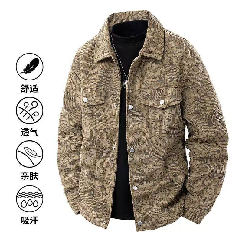春秋款灯芯绒男士工装夹克外套