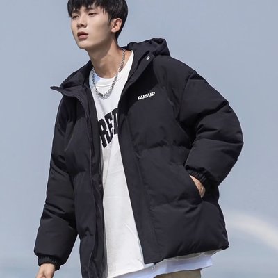 冬季连帽黑色保暖棉衣棉服外套