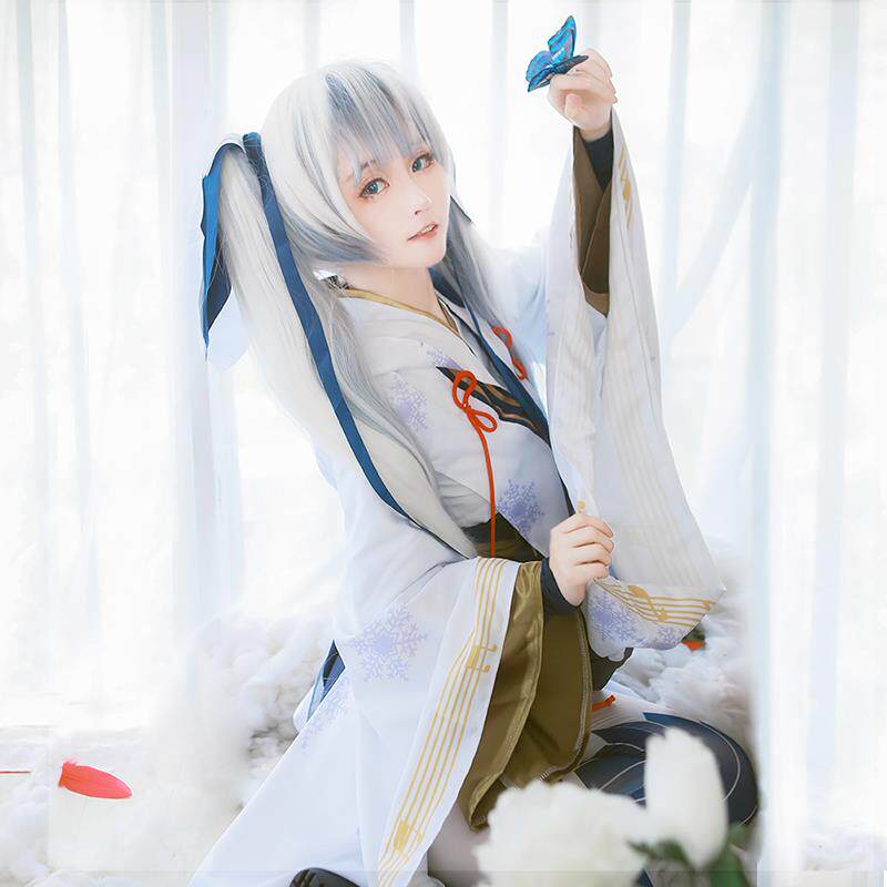 2018雪初音cos服vocaloid雪巫女 miku和服 cosply服装女全套现货