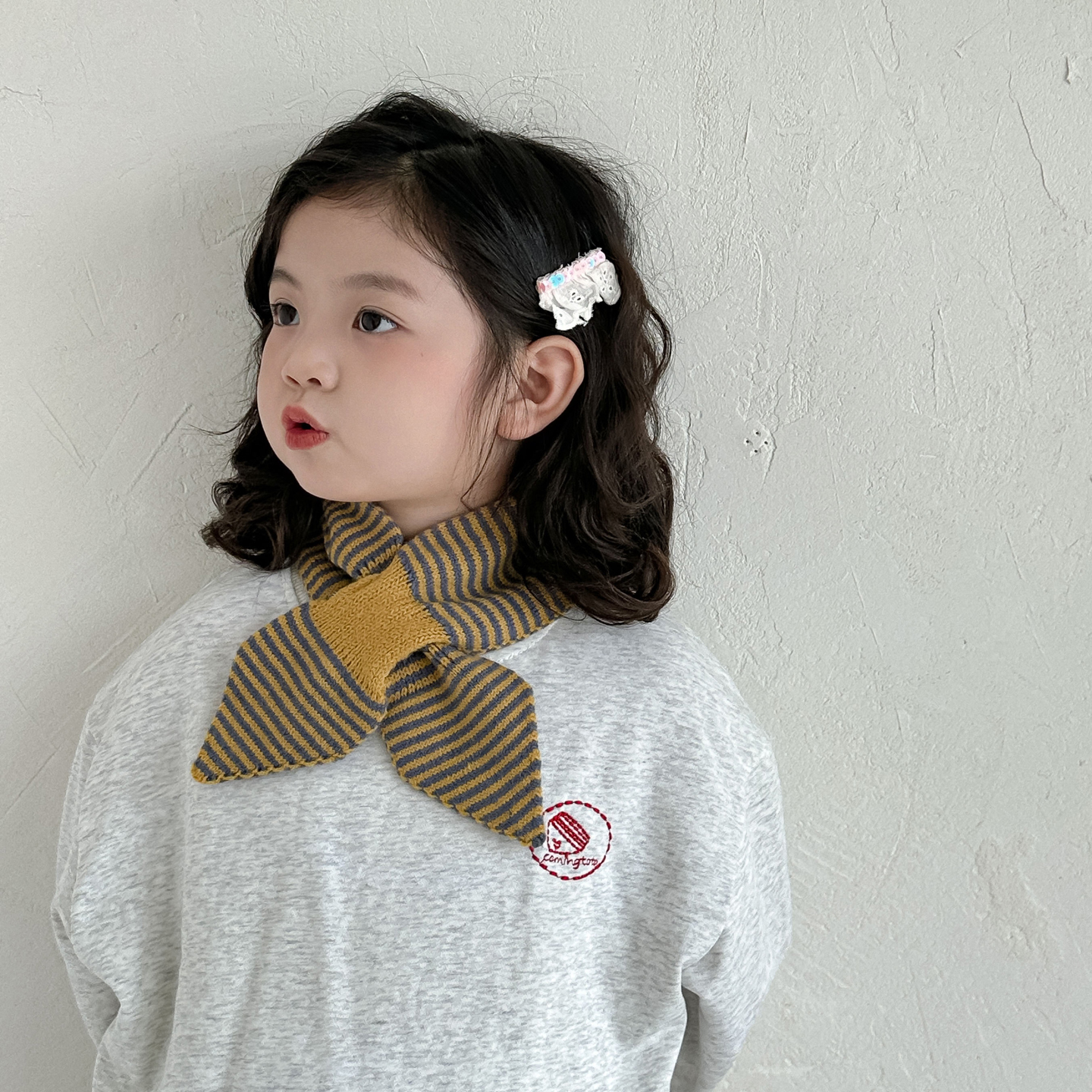 儿童毛线保暖条纹围巾秋冬季百搭