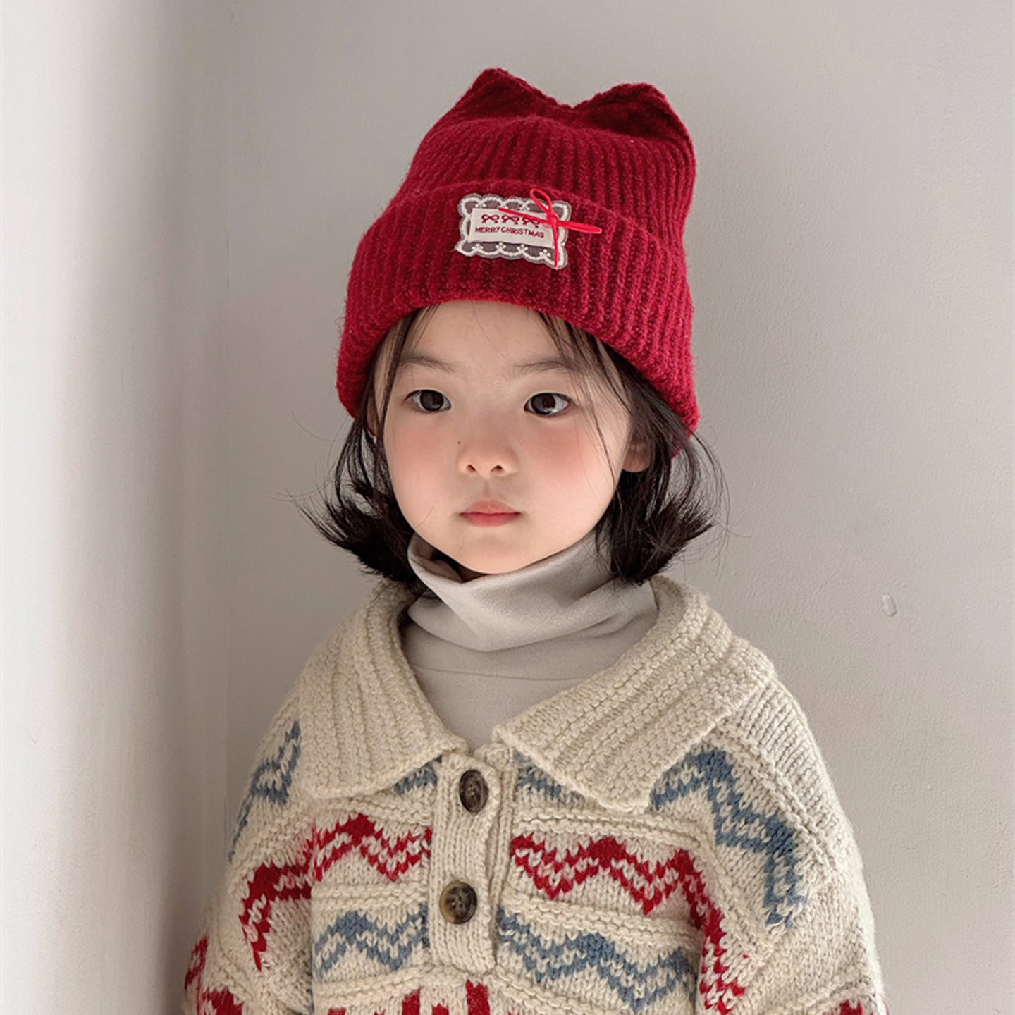 ins儿童针织套头帽子宝宝猫耳保暖帽秋冬女童百搭小女孩毛线冷帽,童装/婴儿装/亲子装,帽子,淘宝优惠券,粉丝福利购,淘宝优惠卷