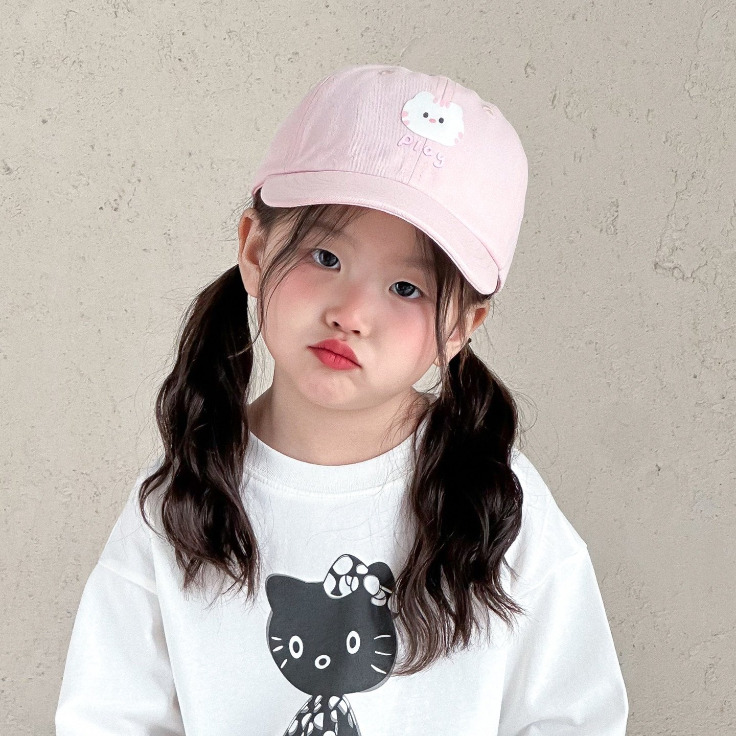 儿童卡通猫咪棒球帽宝宝遮阳休闲运动帽日系男女童时尚防晒鸭舌帽