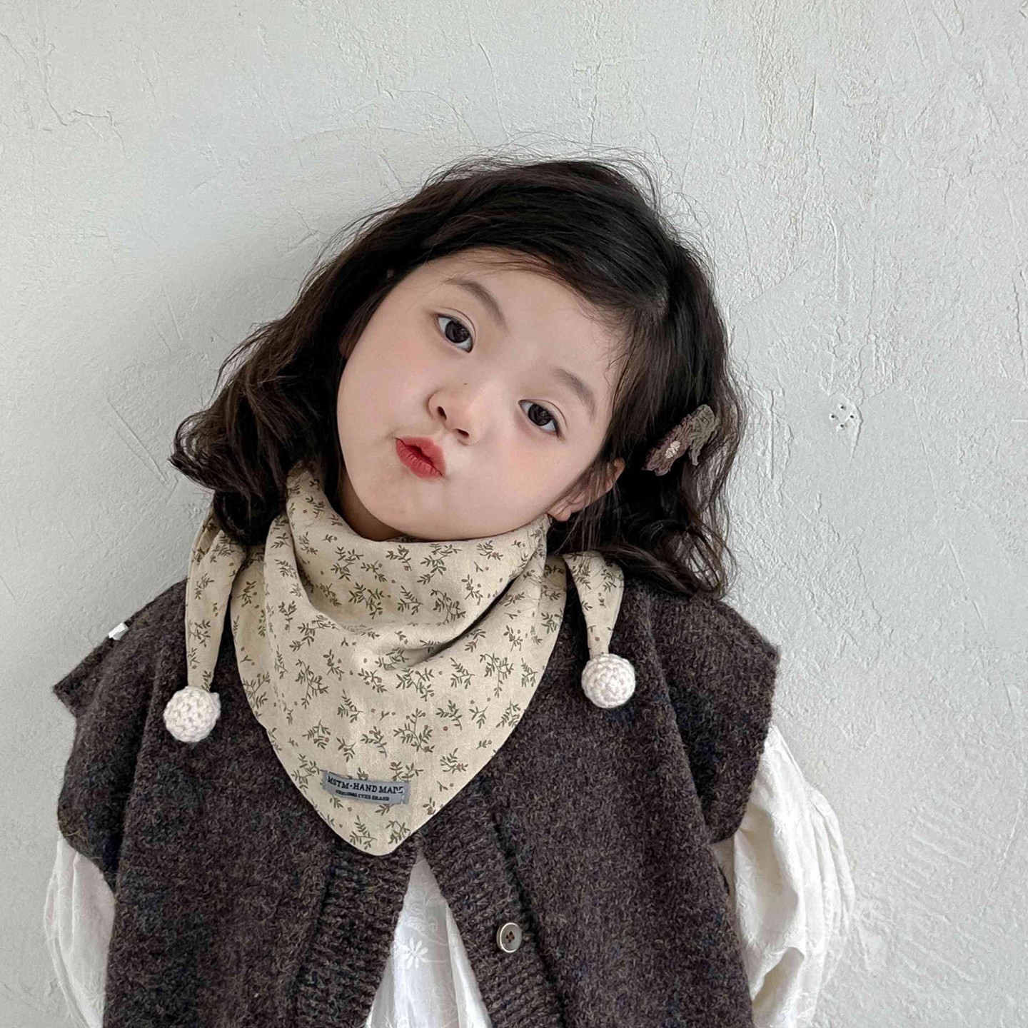 儿童围巾秋冬宝宝纯棉小碎花保暖