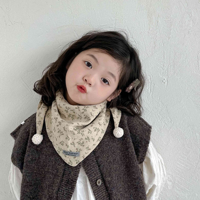 儿童围巾秋冬宝宝纯棉小碎花保暖