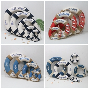 地中海家饰创意家居酒吧装 壁饰摆件道具 饰救生圈游泳圈海洋风格