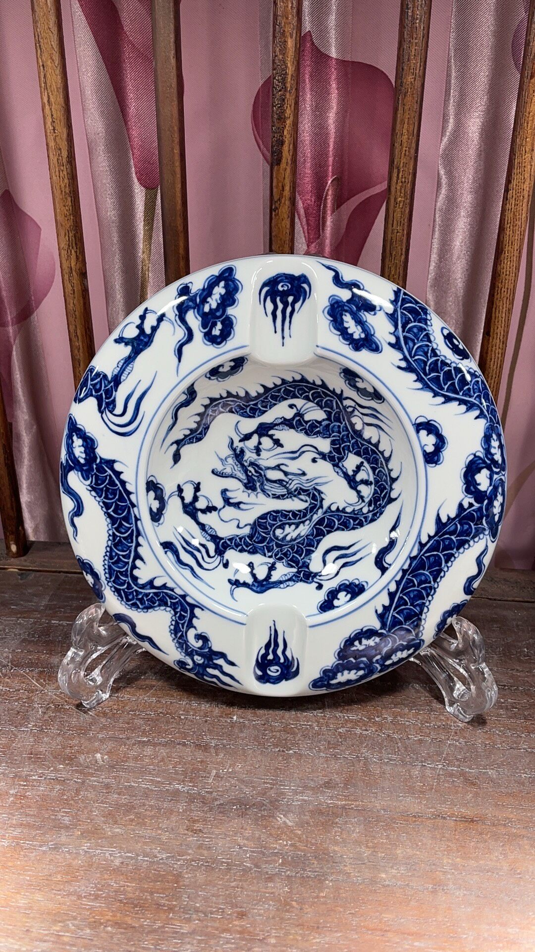 手绘雪茄缸景德镇手工陶瓷烟灰缸青花仿元龙送礼高档办公室家用