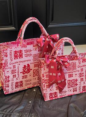 红色大容量包包女2024秋冬新款结婚单肩包时尚复古新娘婚包托特包