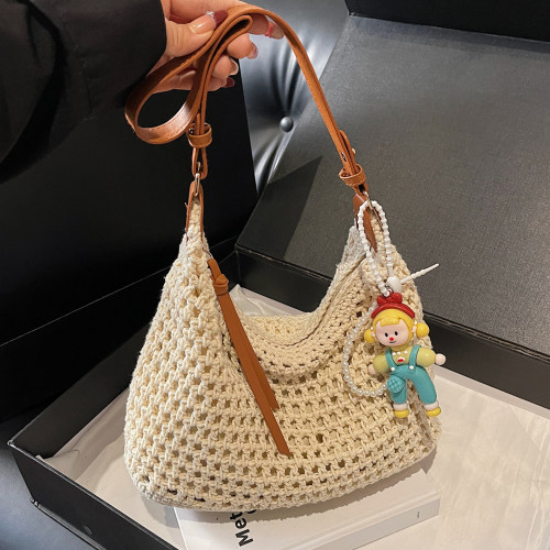 手工编织托特包女通勤单肩斜挎